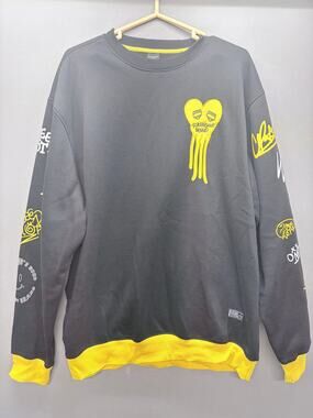 Screenshot Brand Men 2XL Graffiti Crewneck Sweatshirt Melting Heart Black Yellow